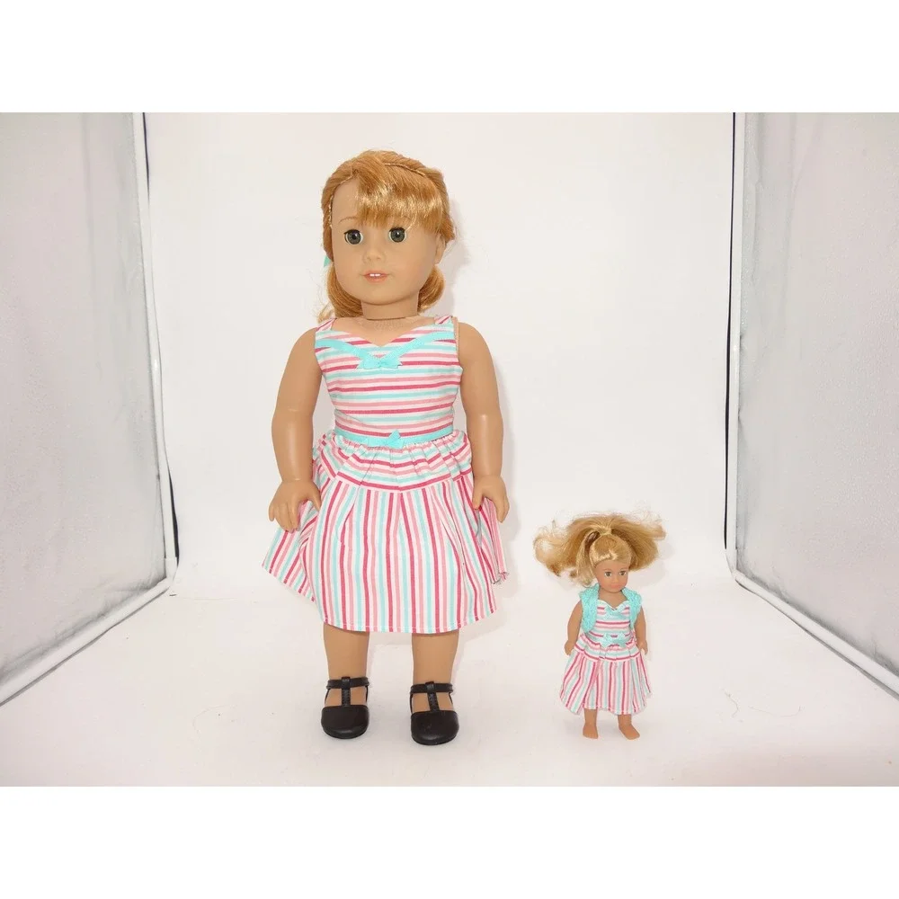 American Girl Maryellen Doll and Mini Maryellen Doll Set Striped Dress 2015